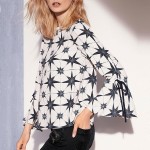 Custom Star-Patterned Silk Blouse Tops for Ladies MIC1598671510